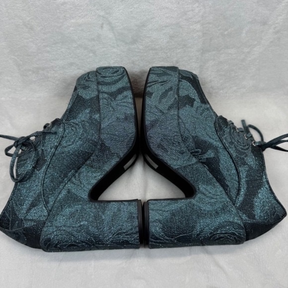 Jeffrey Campbell Shaggin Platform Heels Floral Lace Up Block Heel Shoes 8.5M - Picture 9 of 13